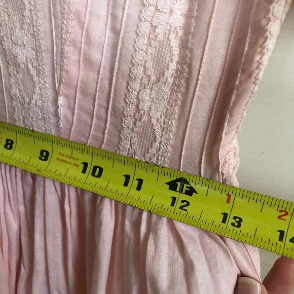 Vintage 1950s Pink Lace Peter Pan Collar Dress Handmade XS/S Praire Cottagecore - Picture 12 of 13